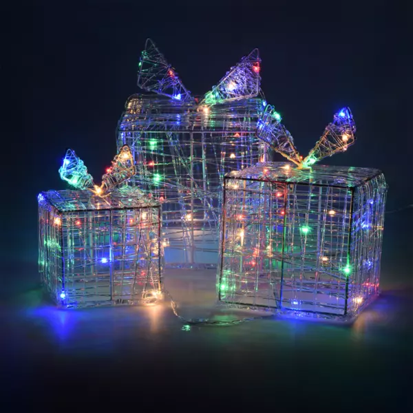Set di 3 regali luminosi 90 LED (15 cm) Santa Multicolore