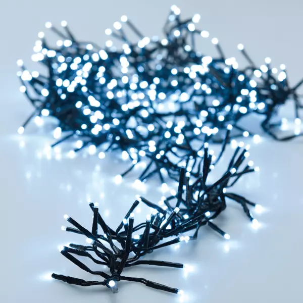 Guirlande lumineuse 14,60 m 2016 LED c�ble noir Boa Blanc froid