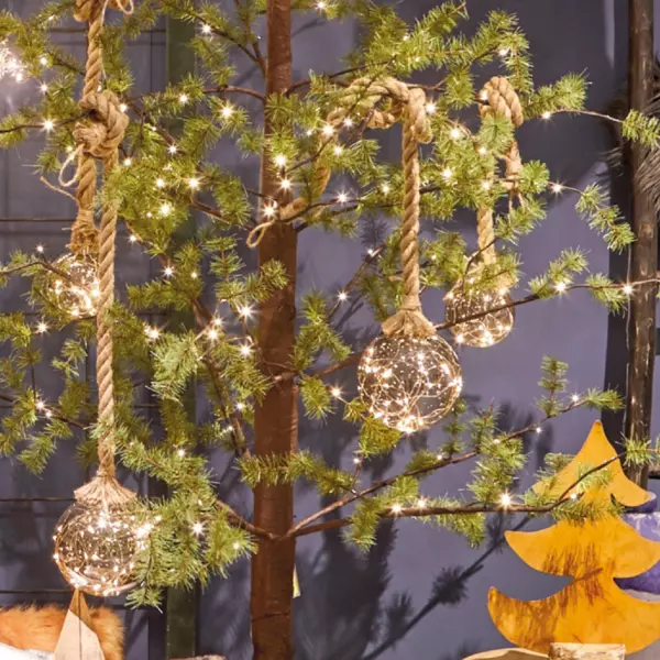 Suspensi�n luminosa Bola a pilas	 Blanco c�lido 30 LED