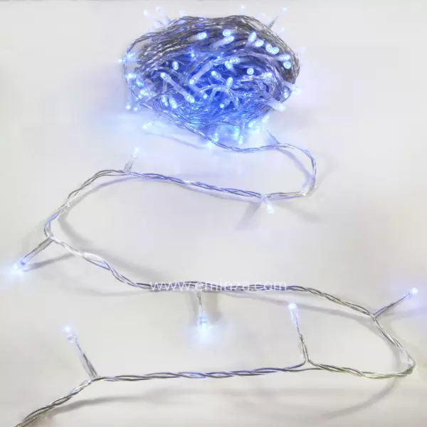 Guirlande lumineuse 30 m 300 LED c�ble transparent Timer Bleu