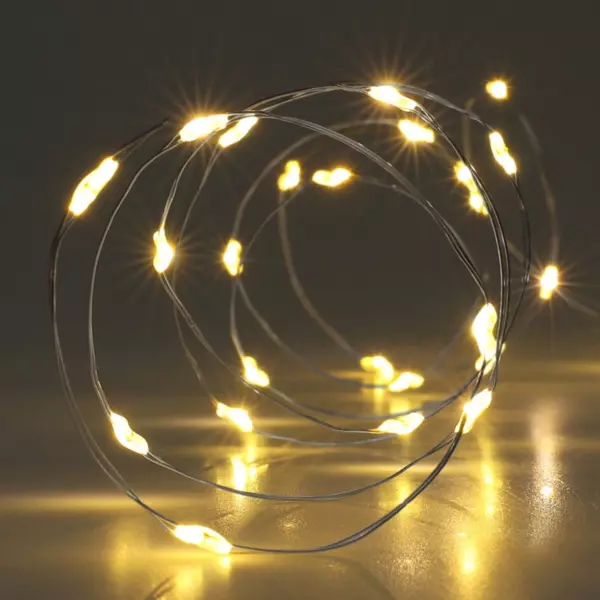 Lysk�de med batteri 2 m 40 Micro LED s�lvkabel Timer Varm hvid