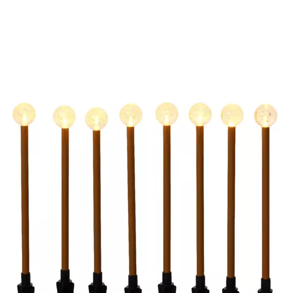 Lot de 8 pics lumineux � piles Sph�res LED (H20 cm) Blanc chaud