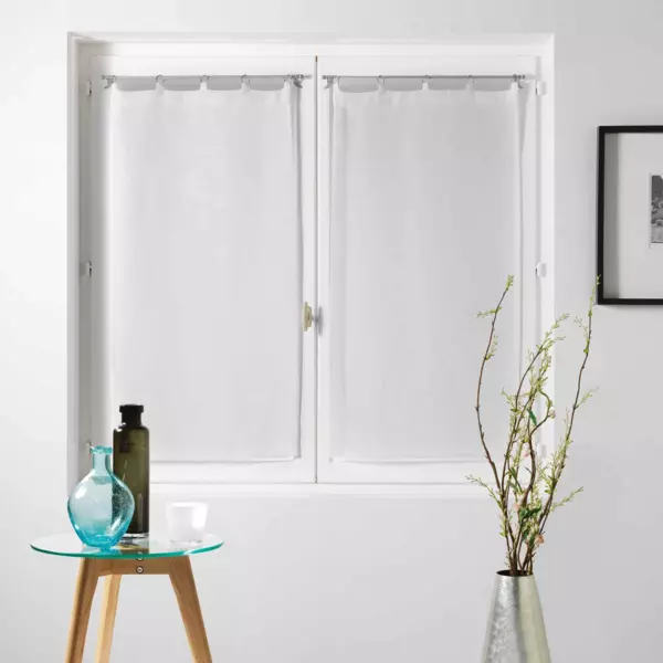 Paire de voilages � passants (60 x 120 cm) Milza Blanc