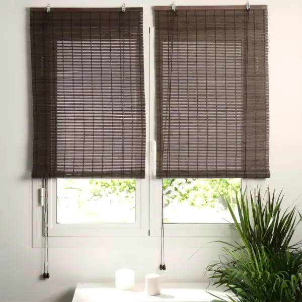 Rolgordijn met latjes (40 x 180 cm) Bamboe Cacaobruin