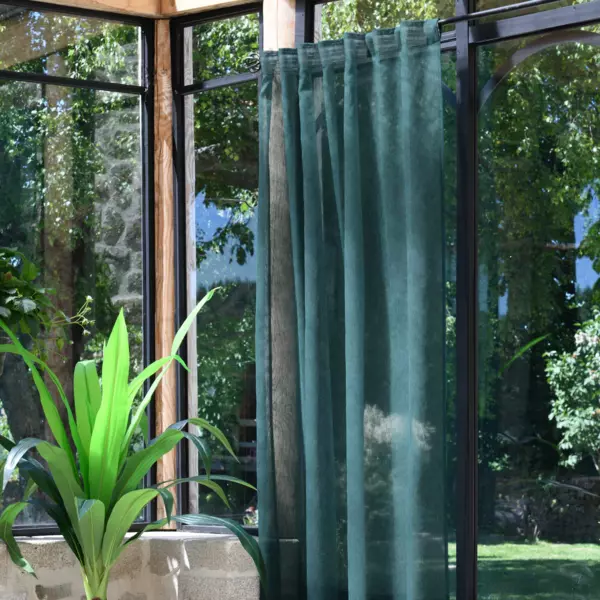 Vitrage met gefronste band (140 x 260 cm) Derby Dennengroen