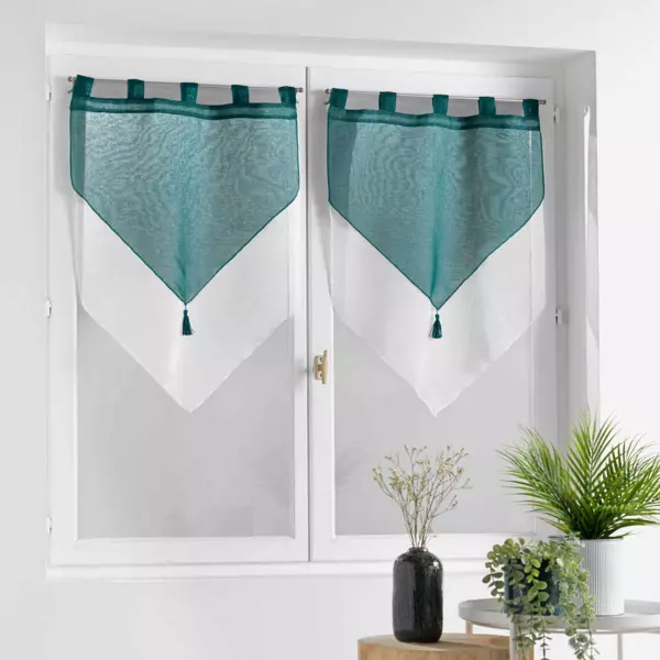 Coppia di tendine (60 x 160 cm) Duetto Blu petrolio e bianco