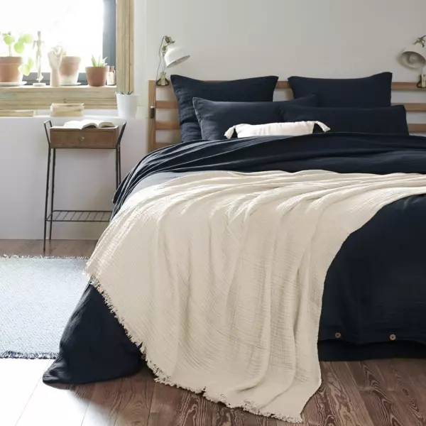 Plaid Katoengaas (180 x 220 cm) Ga�a Beige