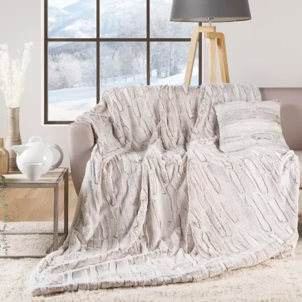 Kunstfelldecke (220 cm) Lynx Beige