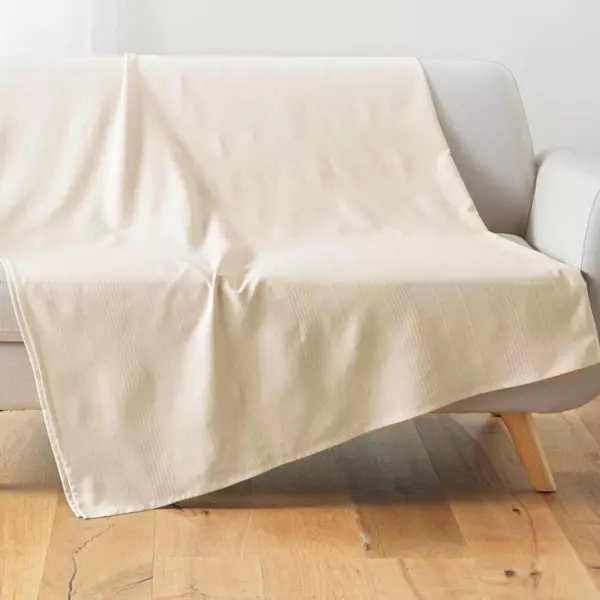 Polycotton plaid (220 x 240 cm) Lucile Ecru