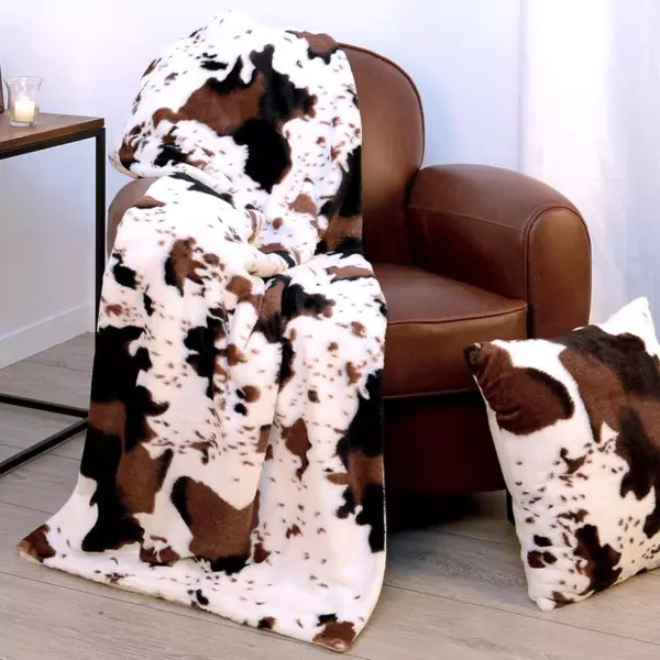 Plaid polaire (160 cm) Vache Marrone
