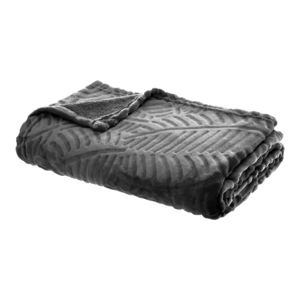 Plaid doux (150 cm) 3D Feuille Gris