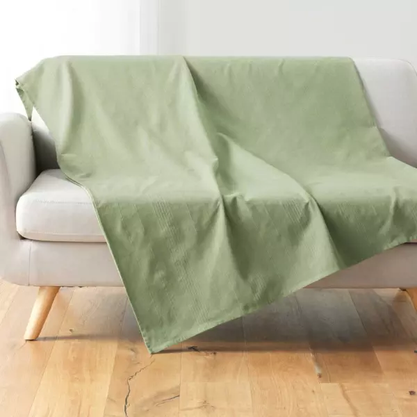Plaid polycoton (180 x 220 cm) Lucile Vert sauge