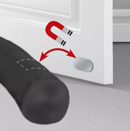 Tochtstopper polykatoen (L80 x 7,5 cm) Magneet Zwart