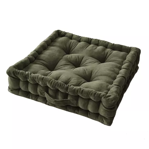 Coussin de sol carr� velours de coton (50 x 50 cm) Victor Vert thym