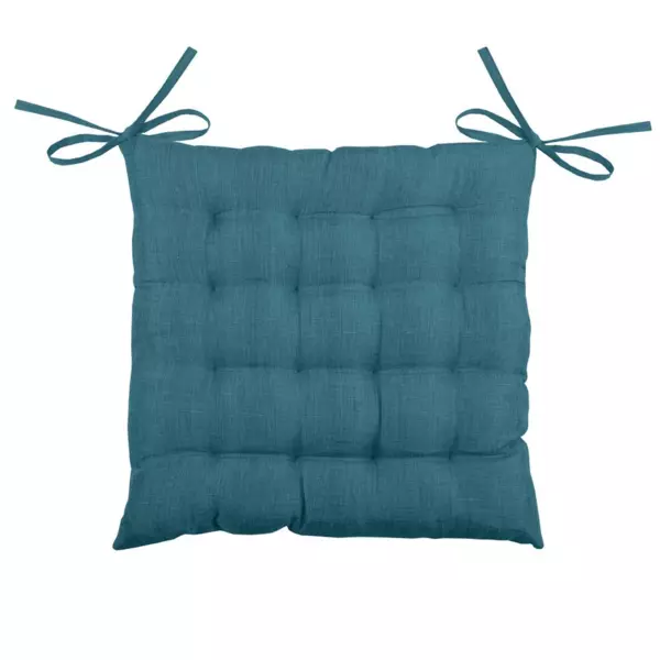 Coussin de chaise carr� 16 points (40 x 40 cm) B�a Bleu canard