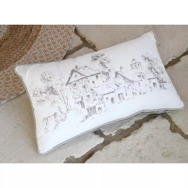 Coussin rectangulaire coton (50 cm) Sophie Ecru