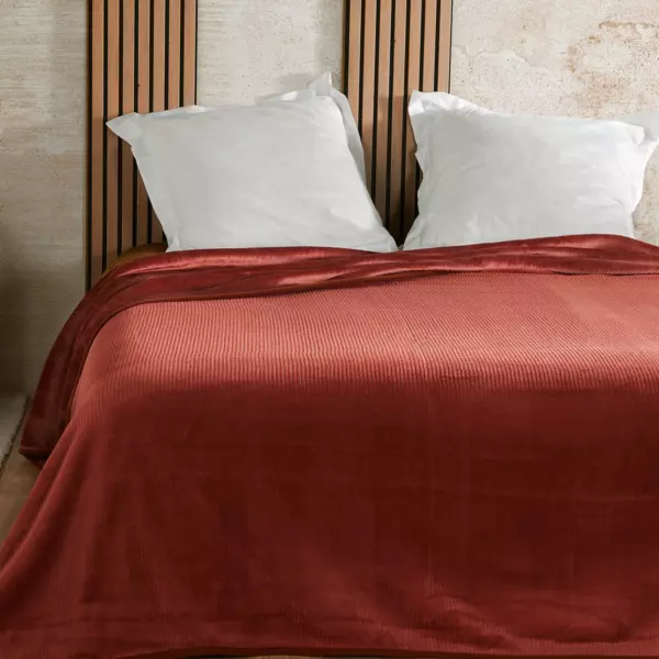 Couvre lit velours (240 x 260 cm) Gaufr� Terracotta