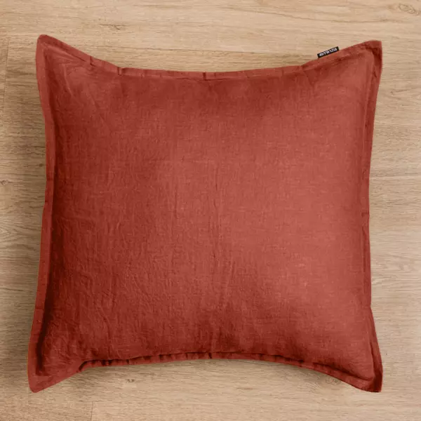 Pudebetr�k i vasket linned (80 x 80 cm) Louise Terracotta