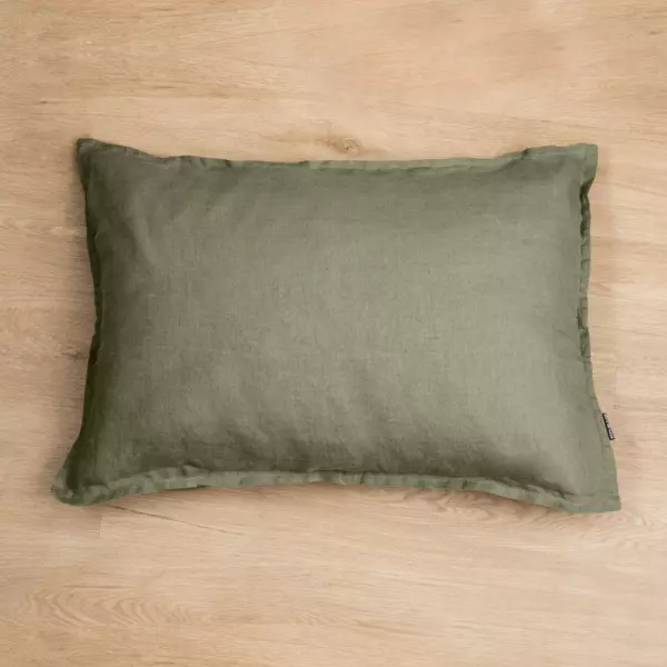 Taie d'oreiller rectangulaire lin lav� (50 x 70 cm) Louise Vert romarin