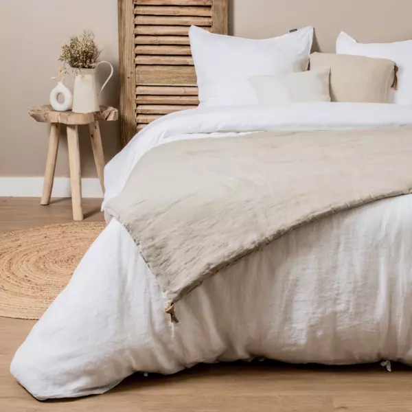 Bettl�ufer aus gewaschenem Leinen (90 x 200 cm) Louise Beige