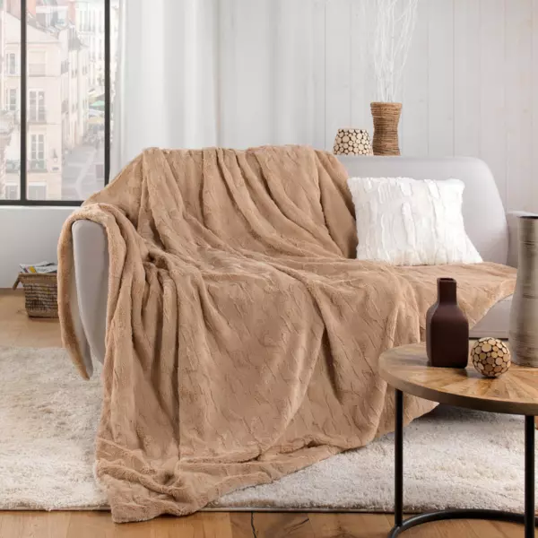 Plaid fausse fourrure (125 x 150 cm) Foxy Taupe