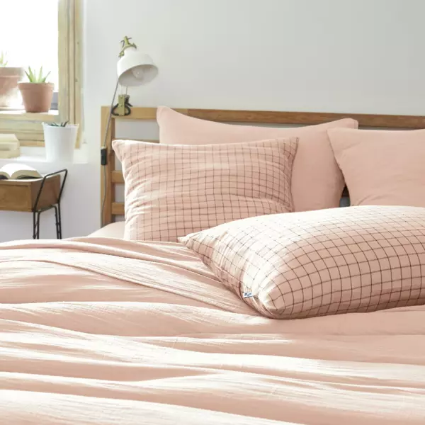 Taie d'oreiller carr�e gaze de coton (60 x 60 cm) Ga�a Mix Rose poudr�