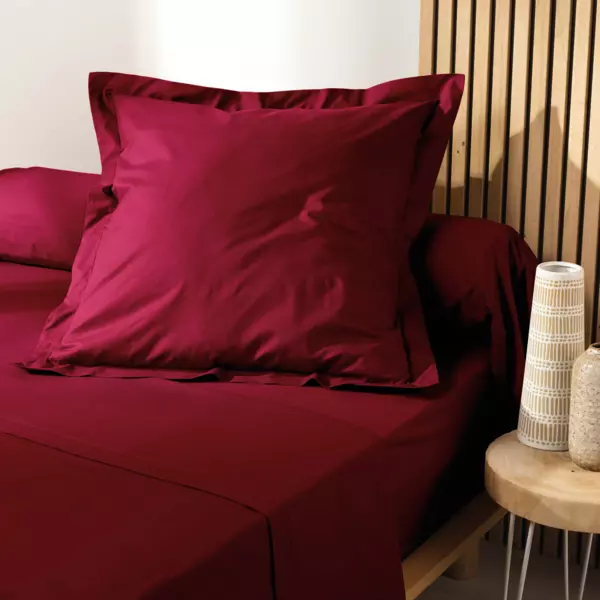 Funda de almohada cuadrada en algod�n bio (63 cm) Biolina Burdeos