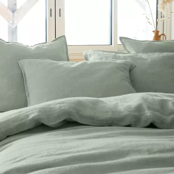 Kussensloop rechthoekig gewassen linnen (50 x 70 cm) Louise Eucalyptus groen