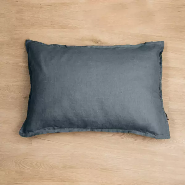 Federa rettangolare lino lavato (70 cm) Louise Grigio ardesia