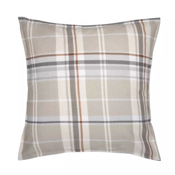 Taie d'oreiller carr�e flanelle de coton (63 x 63 cm) Th�a motif Grise