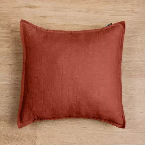 Vasket linned pudebetr�k (60 x 60 cm) Louise Terracotta