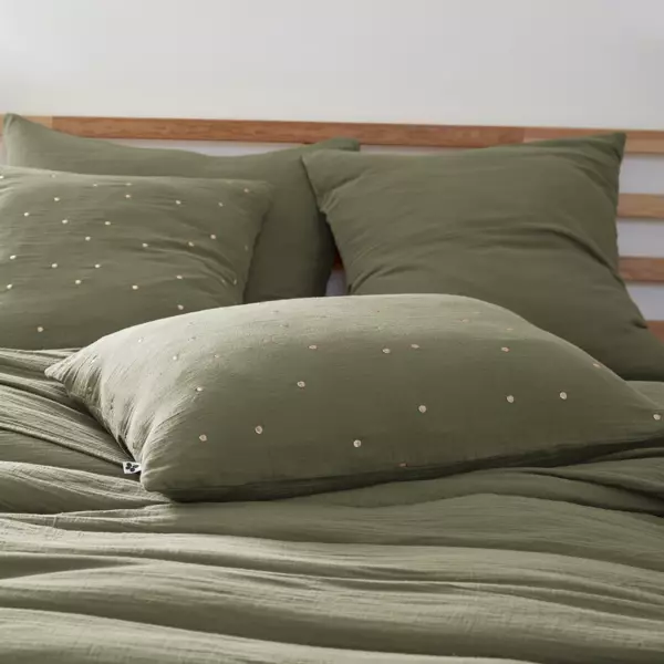 Taie d'oreiller rectangulaire gaze de coton (50 x 70 cm) Ga�a Chic Vert romarin