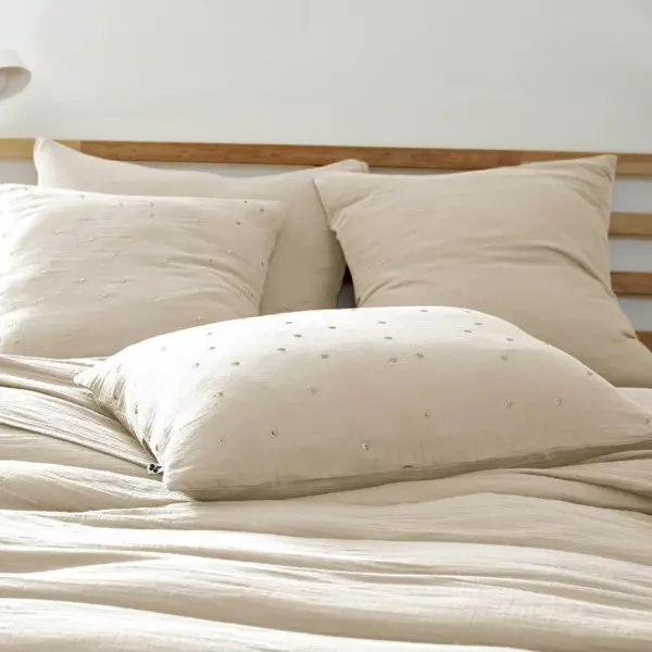 Taie d'oreiller rectangulaire gaze de coton (50 x 70 cm) Ga�a Chic Beige pampa