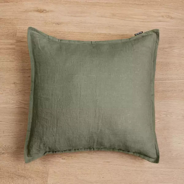 Federa quadrata lino lavato (60 cm) Louise Verde rosmarino