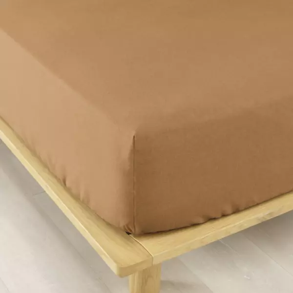 Hoeslaken katoenen flanel (90 X 190 cm) Th�a Camel