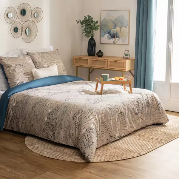 Bomuld percale dynebetræk og to pudebetræk (260 x 240 cm) Ilyan Beige