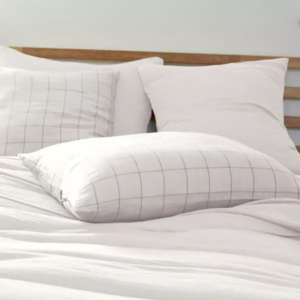 Taie d'oreiller rectangulaire gaze de coton (50 x 70 cm) Ga�a Match Blanc chantilly