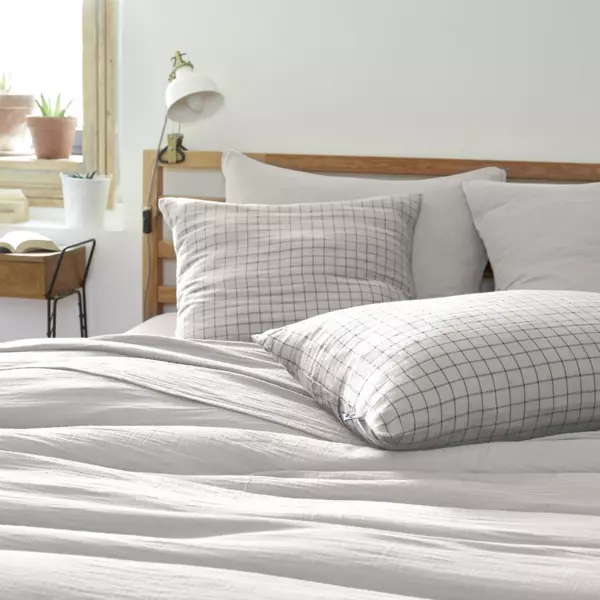 Taie d'oreiller carr�e gaze de coton (60 x 60 cm) Ga�a Mix Gris nuage