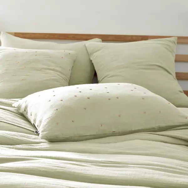 Taie d'oreiller rectangulaire gaze de coton (50 x 70 cm) Ga�a Chic Vert tilleul