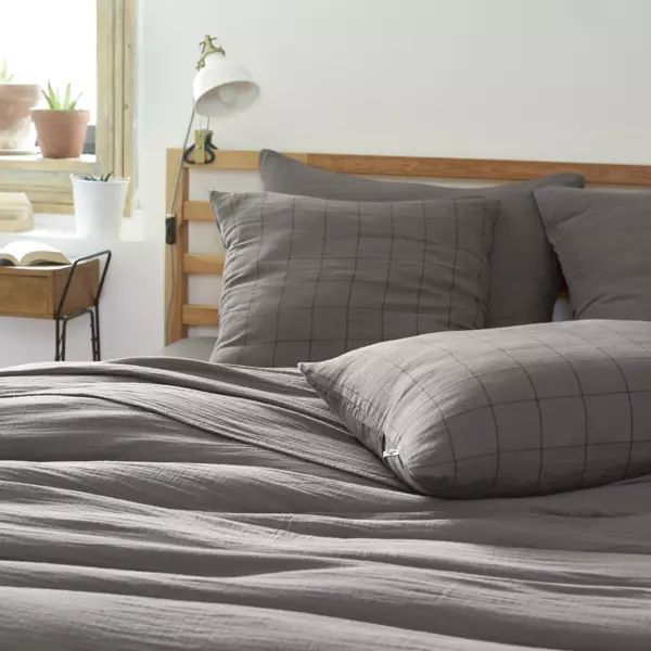 Federa quadrata garza di cotone (60 cm) Ga�a Match Grigio granito