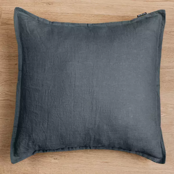 Taie d'oreiller carr�e lin lav� (80 x 80 cm) Louise Gris ardoise