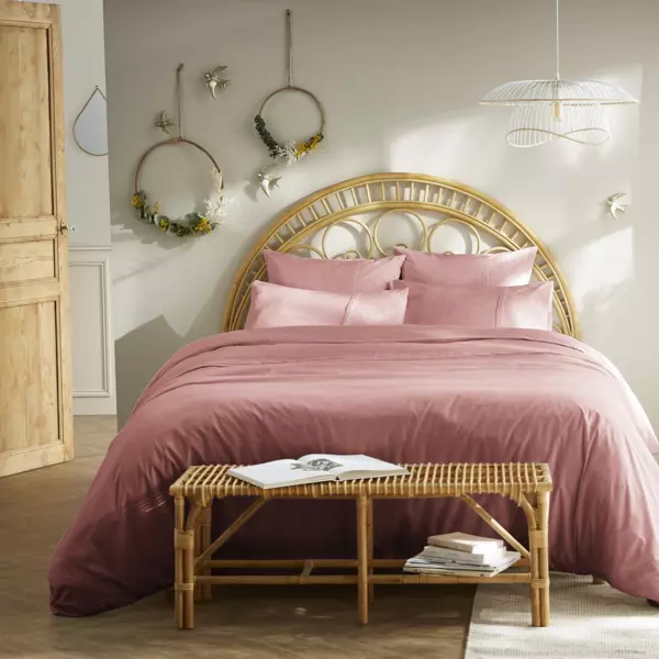 Funda N�rdica en encaje de algod�n (260 cm) Jeanne Rosa palo