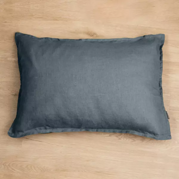 Federa rettangolare lino lavato (80 cm) Louise Grigio ardesia