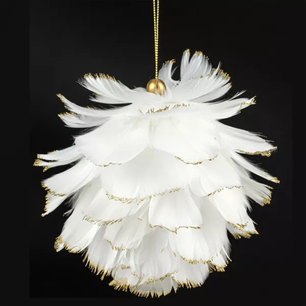 Boule douceur � suspendre (D10 cm) Plume Blanc