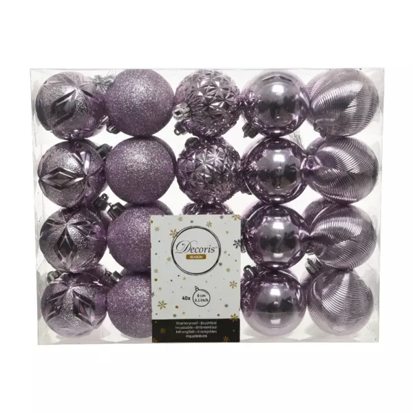 Lot de 40 boules de No�l (D60 mm) Cyriane Lilas
