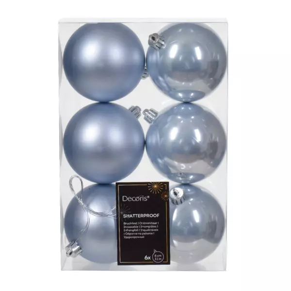 Lot de 6 boules de Noël (D80 mm) Alpine Bleu vaporeux - Boule et déco ...