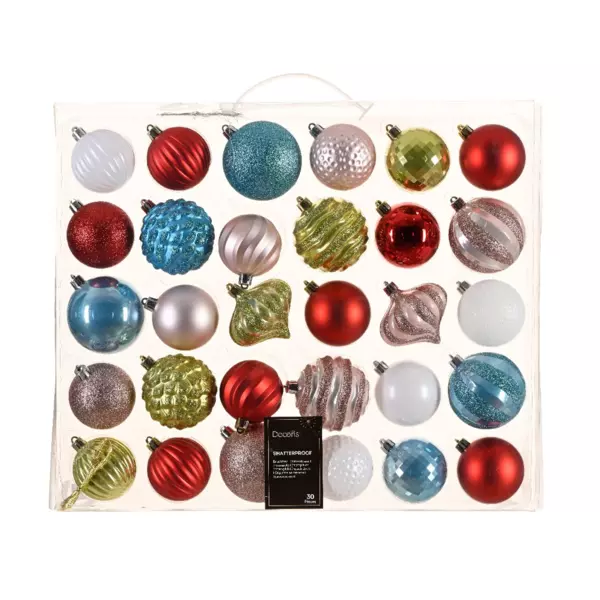 Kit de decoraci�n para �rbol de Navidad Ag�na Blanco,azul brillante, Pistache, Rojo y Rosa palo