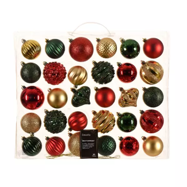 Kit de decoraci�n para �rbol de Navidad Ag�na verde pino, Rojo y Oro