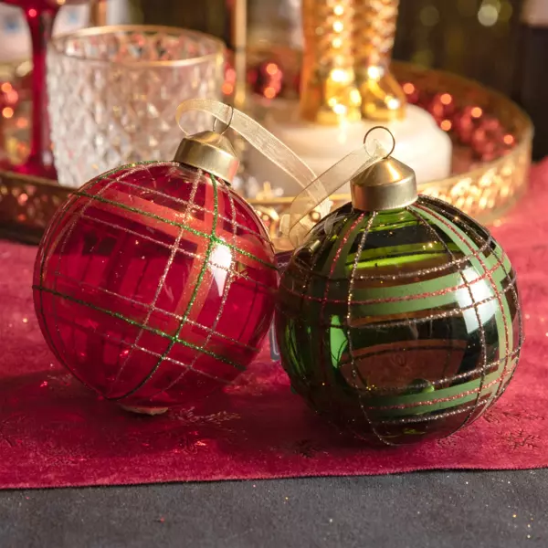 Confezione di 12 palline di Natale (D80 mm) in vetro Lauri Rosso