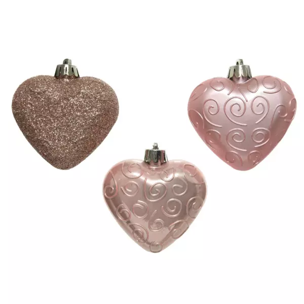 Confezione di 6 cuori di Natale Alpine Rosa cipria